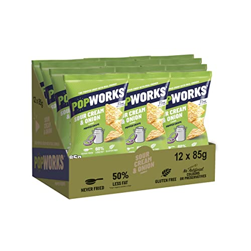 Popworks Sour Cream & Onion 85g (Case of 12) | Gluten Free | Perfect for Sharing