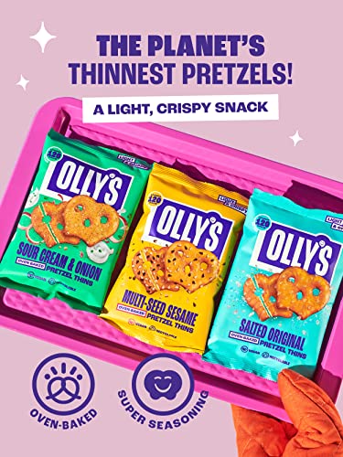 Olly's Pretzel Thins, Variety Pack, 35g (Pack of 10), Handy Snack Pouches, Healthy Plant-Based Vegan Snacks for Dipping, Low Calorie Snacks, Low Fat, Source of Fibre, No Preservatives