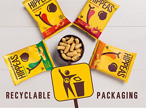 Hippeas Variety Pack Chickpea Puff Vegan Crisps | 12 x 22g Sharing Bags | Plant-Based, Source of Protein & Fibre | Free from Gluten & Artificial Flavours | Light & Crunchy - 91 calories per serving