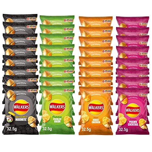 Walkers Crisps 32.5g Custom Variety Case / 4 Flavours, 8 x 32.5g Bags of Each Flavour/Choose Your Own Flavours | Mixed Box of Flavoured British Potato Chips