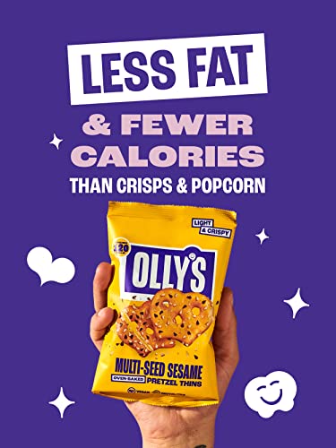 Olly's Pretzel Thins, Variety Pack, 35g (Pack of 10), Handy Snack Pouches, Healthy Plant-Based Vegan Snacks for Dipping, Low Calorie Snacks, Low Fat, Source of Fibre, No Preservatives