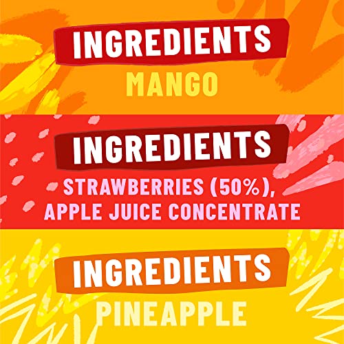 URBAN FRUIT Mango, Pineapple and Strawberry Variety Pack - Tropical Mixed Case - Gently Baked Fruit - Healthy Vegan Snack - 14 x 35g