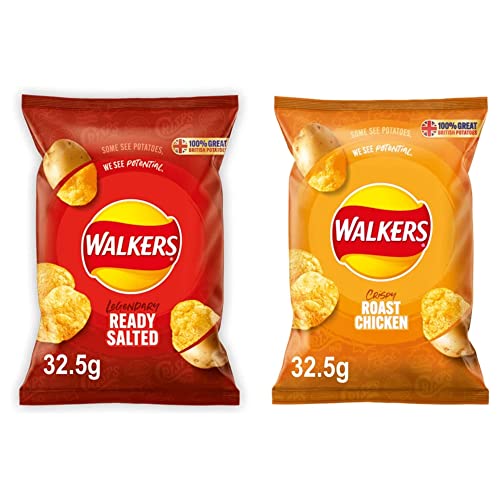 Walkers Crisps 32.5g Custom Variety Case / 4 Flavours, 8 x 32.5g Bags of Each Flavour/Choose Your Own Flavours | Mixed Box of Flavoured British Potato Chips