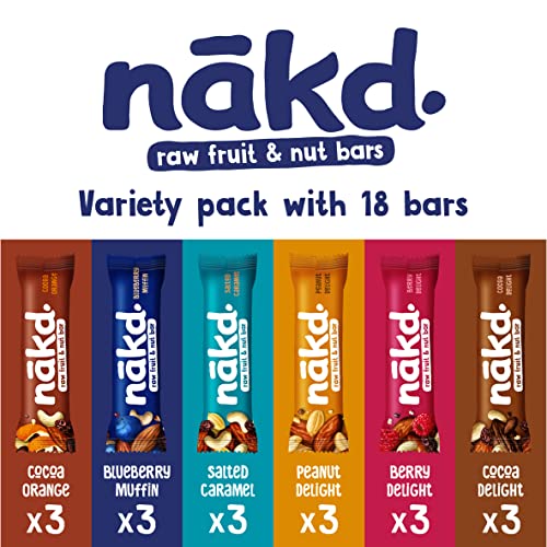 Nakd Fruit & Nut Bar Variety Pack - Vegan - Healthy Snack - Gluten Free - 35g x 18 bars