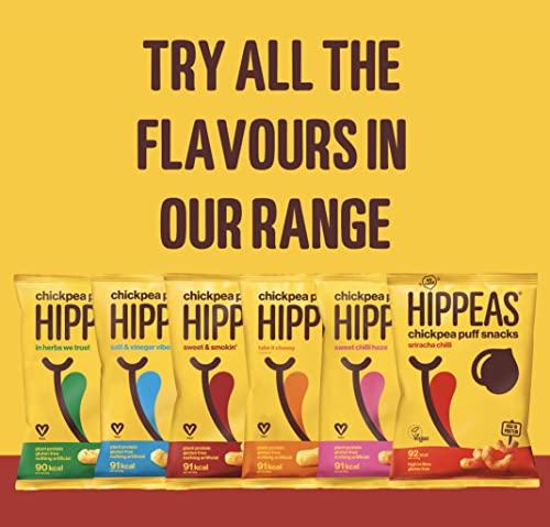 Hippeas Variety Pack Chickpea Puff Vegan Crisps | 12 x 22g Sharing Bags | Plant-Based, Source of Protein & Fibre | Free from Gluten & Artificial Flavours | Light & Crunchy - 91 calories per serving