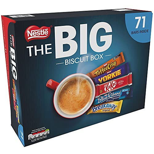 Nestle - The Big Biscuit Box, 71 x Chocolate Bars – Kit Kat, Yorkie, Toffee Crisp, Breakaway, Blue Riband I Bulk Chocolate Box, Chocolate Biscuit Sharing Gift, 1.4 kg of Chocolate