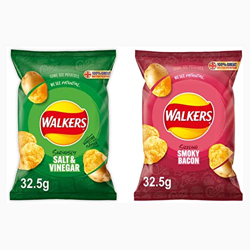 Walkers Crisps 32.5g Custom Variety Case / 4 Flavours, 8 x 32.5g Bags of Each Flavour/Choose Your Own Flavours | Mixed Box of Flavoured British Potato Chips