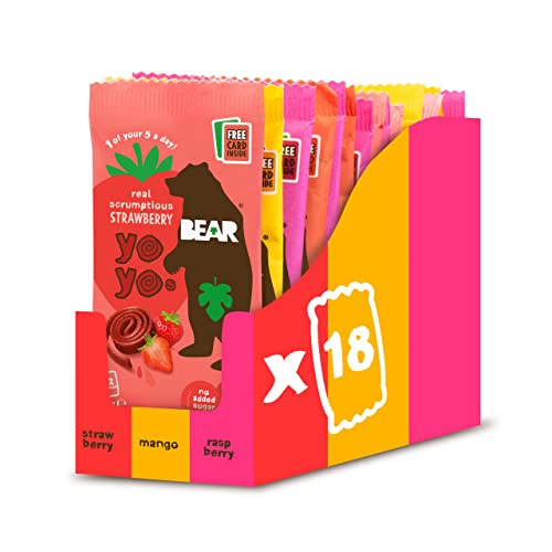 BEAR Variety Pack Yoyos - Dried Fruit Rolls - Healthy Kids Snack - Vegan - 20g (18 packs)