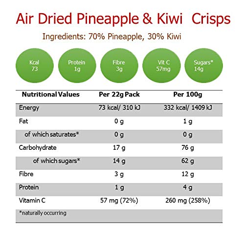 Nim's Air Dried Crisps Box Set 20g 12x Packs Vegan Vegetarian Healthy Snack (Pineapple & Kiwi)