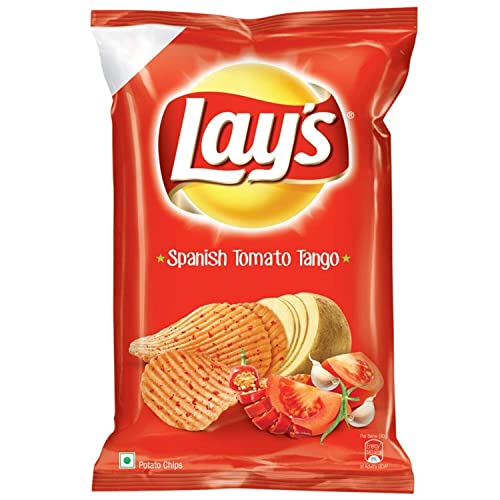 Lays Chips Spanish Tomato Tango | Farm-grown Potatoes | Crispy and Delicious | (Pack of 6)