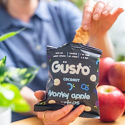 GUSTO SNACKS Crunchy Apple Crisps Variety Mix Case of 16 (20g) - Healthy Kids & Adults 100% Whole Dried Fruit Snacks - No Added Sugar, High in Fibre, Vegan, Vegetarian, Low Calorie, Gluten & Fat Free
