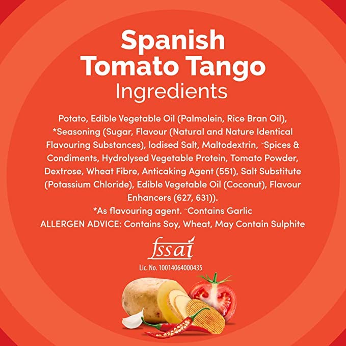 Lays Chips Spanish Tomato Tango | Farm-grown Potatoes | Crispy and Delicious | (Pack of 6)