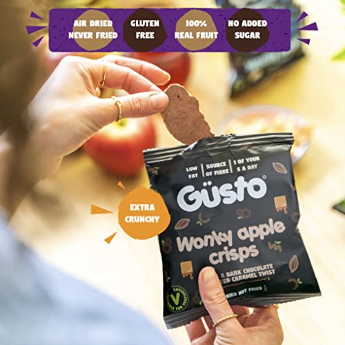GUSTO SNACKS Crunchy Apple Crisps Variety Mix Case of 16 (20g) - Healthy Kids & Adults 100% Whole Dried Fruit Snacks - No Added Sugar, High in Fibre, Vegan, Vegetarian, Low Calorie, Gluten & Fat Free