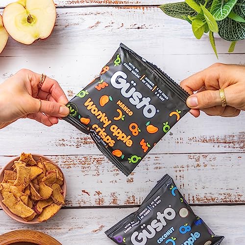 GUSTO SNACKS Crunchy Apple Crisps Variety Mix Case of 16 (20g) - Healthy Kids & Adults 100% Whole Dried Fruit Snacks - No Added Sugar, High in Fibre, Vegan, Vegetarian, Low Calorie, Gluten & Fat Free