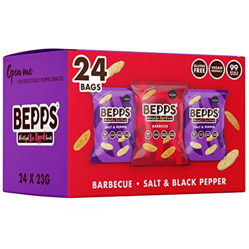 BEPPS Healthy Snacks Low Calorie Crisps Vegan & Gluten Free - Variety Pack Popped Chickpea Crisps Multipack (24 x 23g Bags)