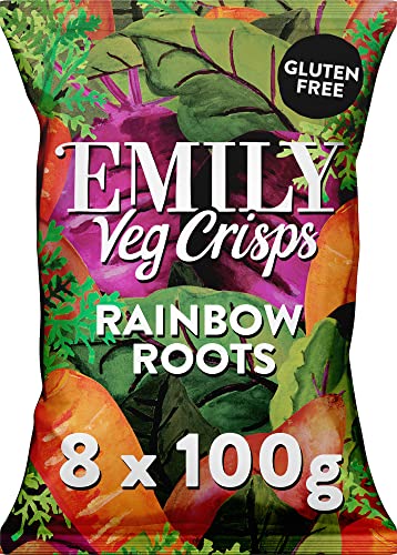 EMILY - Veg Crisps - Rainbow Roots - Gluten Free, Vegan, Free From Palm Oil - Root Vegetable Crisps - Crisps Multipack - 8x 100g Crisps Share Bag