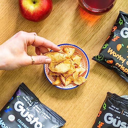 GUSTO SNACKS Crunchy Apple Crisps Variety Mix Case of 16 (20g) - Healthy Kids & Adults 100% Whole Dried Fruit Snacks - No Added Sugar, High in Fibre, Vegan, Vegetarian, Low Calorie, Gluten & Fat Free