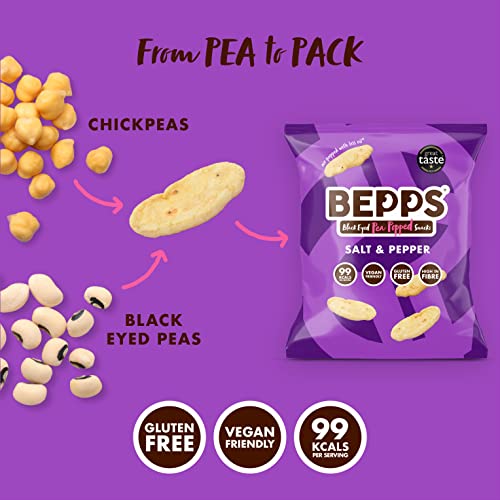 BEPPS Healthy Snacks Low Calorie Crisps Vegan & Gluten Free - Variety Pack Popped Chickpea Crisps Multipack (24 x 23g Bags)