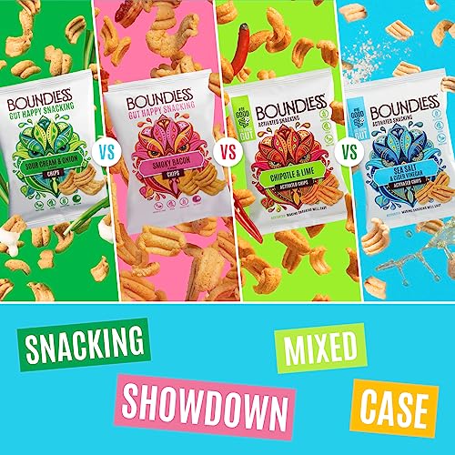 Boundless Activated Chips - Gut Health Vegan Crisps Multipack - 12 x Variety Crisps Pack, 4 x Flavours - Pea Protein Crisps - Gluten Free Snacks, Vegan Protein Snacks, Healthy Snacks Bulk - 12 x 23g