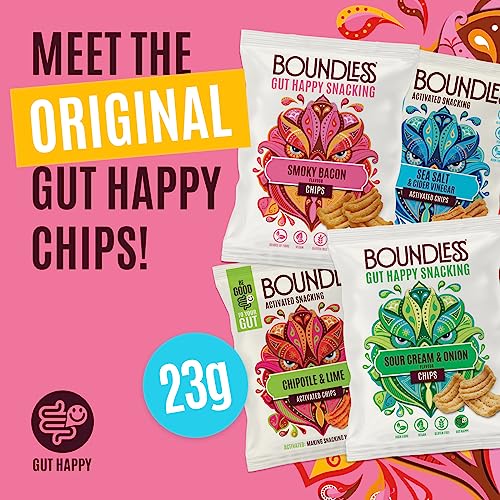Boundless Activated Nuts and Seeds / Chips Variety Pack - Gut Health - Mixed Nuts & Seed Mix (4 x 25g) & Vegan Crisps Multipack (4 x 23g) - Savoury Vegan Protein Snacks, Gluten Free Snacks Bulk