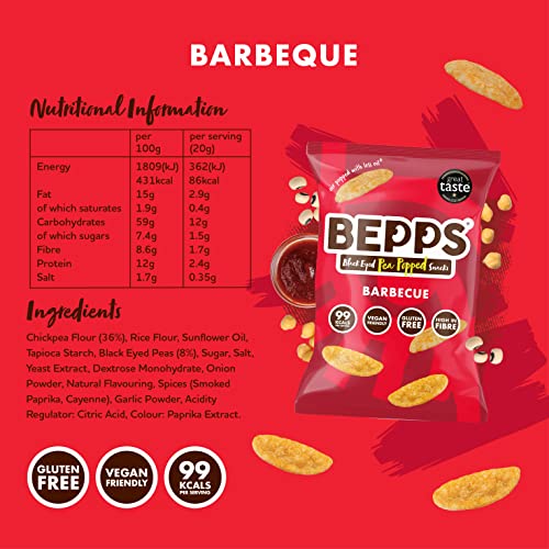 BEPPS Healthy Snacks Low Calorie Crisps Vegan & Gluten Free - Variety Pack Popped Chickpea Crisps Multipack (24 x 23g Bags)