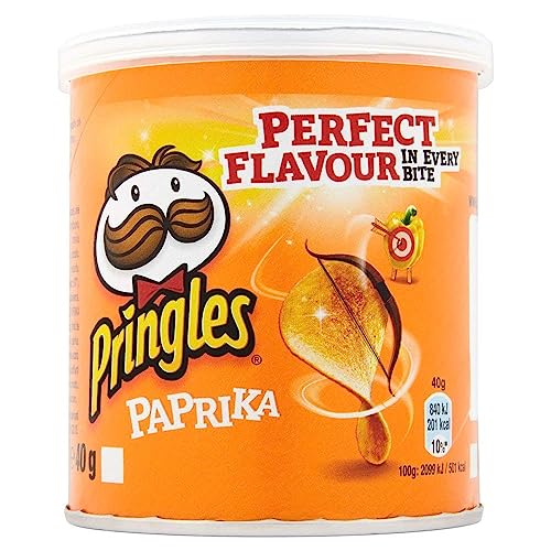 Pringles Salt & Vinegar Tub 40g x3 Pack With Pringles Paprika Tub 40g x3 (6 Pack Mixed Bundle)