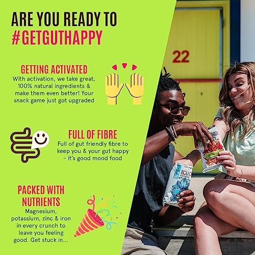 Boundless Activated Nuts and Seeds / Chips Variety Pack - Gut Health - Mixed Nuts & Seed Mix (4 x 25g) & Vegan Crisps Multipack (4 x 23g) - Savoury Vegan Protein Snacks, Gluten Free Snacks Bulk