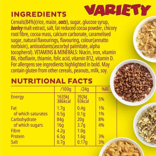 Kellogg's Breakfast Cereal Variety Pack Boxes, 196g