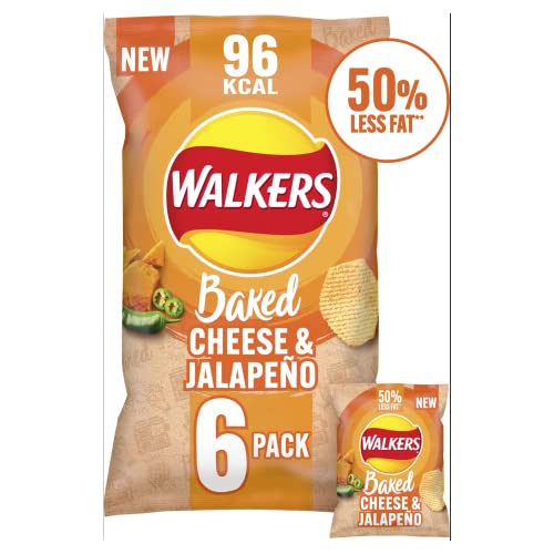 Walkers Oven Baked Cheese & Jalepeno Crisps 6 x 22g, Yellow