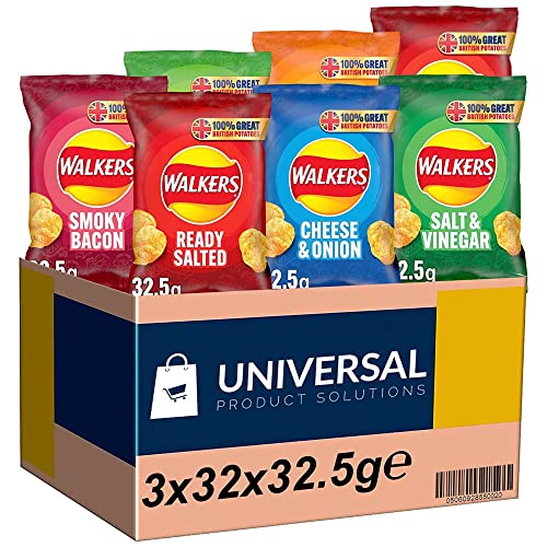 Walkers Crisps Selection Custom Boxes - British Potato Chips - Pick Any 3 Cases of 32x32.5g from a Variety of Flavours - No Added MSG, Colouring or Preservatives