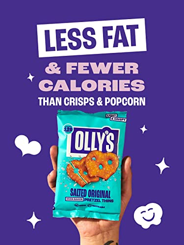 Olly's Pretzel Thins, Variety Pack, 35g (Pack of 40), Handy Snack Pouches, Healthy Plant-Based Vegan Snacks for Dipping, Low Calorie Snacks, Low Fat, Source of Fibre, No Preservatives