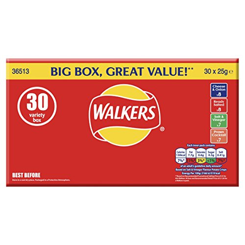 Walkers Crisps Variety Box, 30 x 25 g