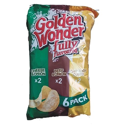 Golden Wonder Variety Crisp | 2xCheese&Onion, Beef&Onion And Chip Shop Curry (Pack Of3) | By SHANZA Departmentals