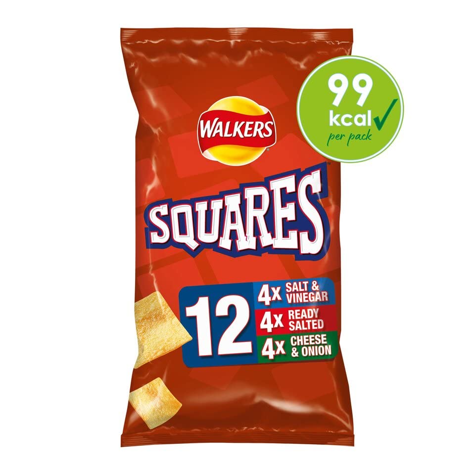 Walkers Crips Under 100 Calories Crisps Snack Box | Wotsits | Quavers | French Fries | Squares (Case of 48 Packs) Deliciously Light Walkers Snacks Selection Box Under 100 Calories Per Bag Boxed Treatz
