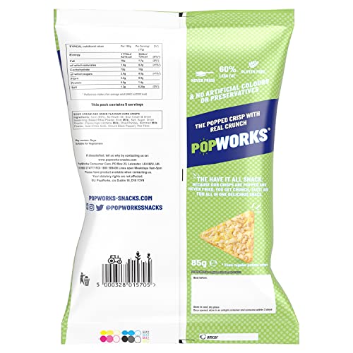 Popworks Sour Cream & Onion 85g (Case of 12) | Gluten Free | Perfect for Sharing