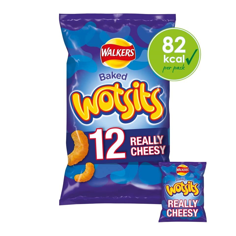 Walkers Crips Under 100 Calories Crisps Snack Box | Wotsits | Quavers | French Fries | Squares (Case of 48 Packs) Deliciously Light Walkers Snacks Selection Box Under 100 Calories Per Bag Boxed Treatz