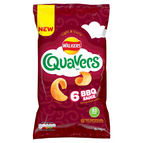 Walkers Quavers BBQ Multipack Snacks Crisps 6x16g