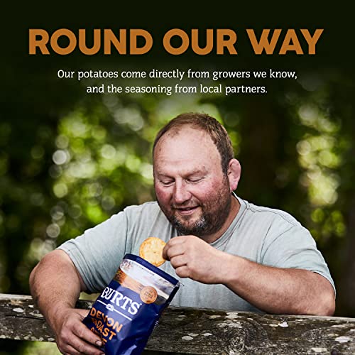 Burts Devon Roast Beef Hand Cooked Burts Crisps - 20 x 40 g Multipack Box - Gluten Free, Hydrogenated Fat Free, Non-GMO - Devon Roast Beef Burts Potato Chips