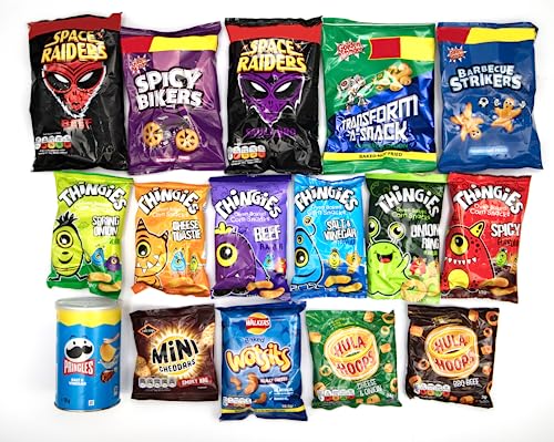 Munchied - Kids Crisp Gift Hamper Set - Including Retro/Classic/Modern Selection of your favourite Crisps - Walkers/McCoys, Skips, Golden Wonder, Pringles, Transformers & More!!
