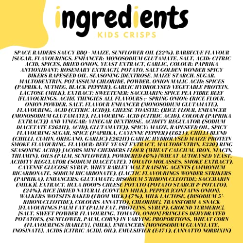 Munchied - Kids Crisp Gift Hamper Set - Including Retro/Classic/Modern Selection of your favourite Crisps - Walkers/McCoys, Skips, Golden Wonder, Pringles, Transformers & More!!