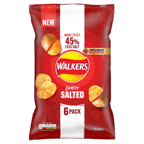 Walkers Less Salt Lightly Salted 6pk, Red