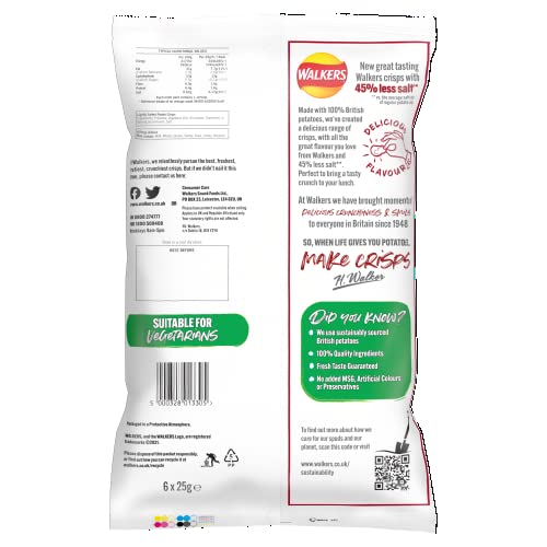 Walkers Less Salt Lightly Salted 6pk, Red