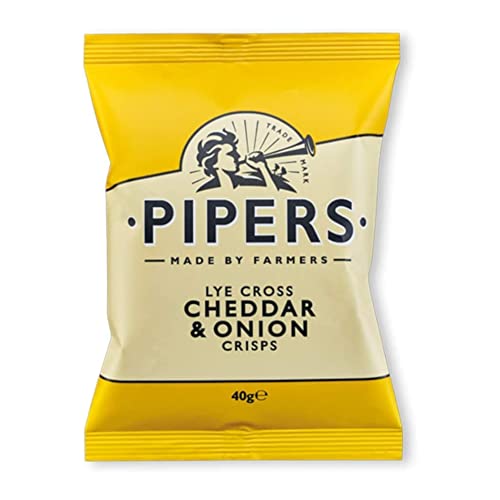 Pipers Top 4 Mixed Variety 40 x 40g | 13 x Lye Cross Cheddar & Onion | 11 x Anglesey Sea Salt | 9 x Burrow Hill Cider Vinegar & Sea Salt | 7 x Great Berwick Longhorn Beef