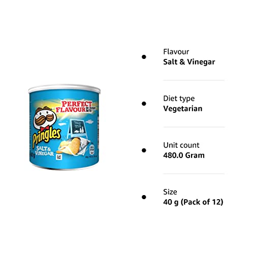 Pringles Salt & Vinegar Crisps - 12x40g