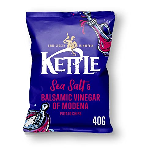 Kettle Hand cooked Crisps Premier Potato Chips Light salted Cheddar & Red Onion Sea Salt & Vinegar Black Pepper and Sweet Chilli Sour Cream 40g x 18 Packs