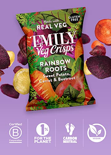 EMILY - Veg Crisps - Rainbow Roots - Gluten Free, Vegan, Free From Palm Oil - Root Vegetable Crisps - Crisps Multipack - 12x 30g