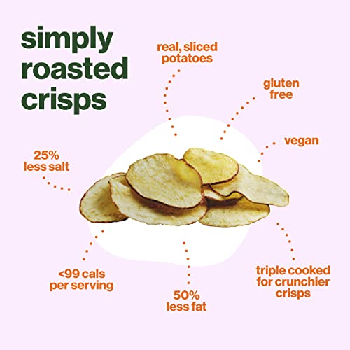 Simply Roasted: Classic Mixed Case Single Bags | 8x Sea Salt, 8x Mature Cheddar & Red Onion, 8x Sea Salt & Cider Vinegar | 50% less fat roasted potato crisps (Box of 24 x 21.5g bags)