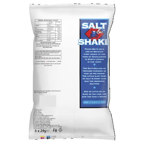 Walkers Salt and Shake Potato Crisps, 6 x 24 g Packets