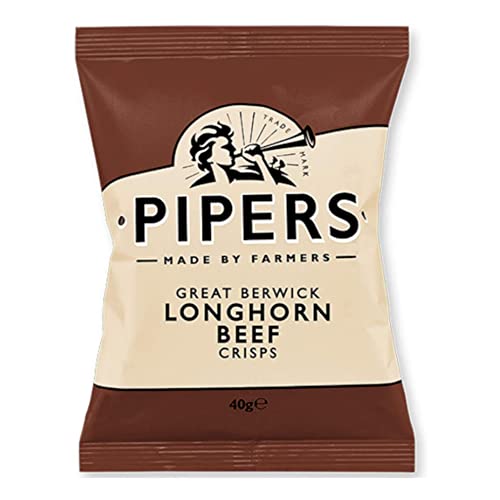 Pipers Top 4 Mixed Variety 40 x 40g | 13 x Lye Cross Cheddar & Onion | 11 x Anglesey Sea Salt | 9 x Burrow Hill Cider Vinegar & Sea Salt | 7 x Great Berwick Longhorn Beef