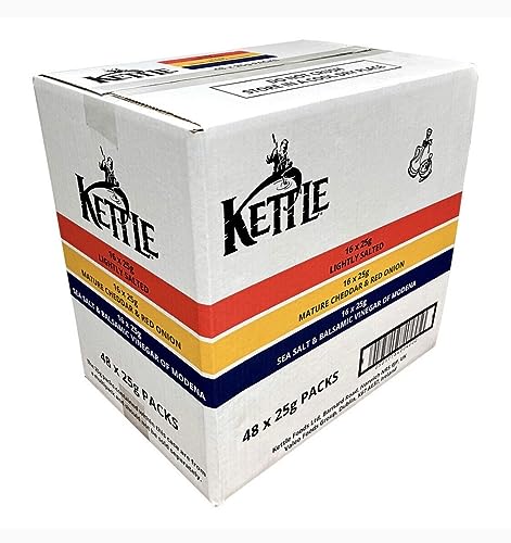 Kettle Hand Cooked Potato Chips Take Home Variety Box 48 x 25g KETTLE Chips Mixed Pack Of 48 Gluten Free 100% Real Food Ingredients Boxed Treatz